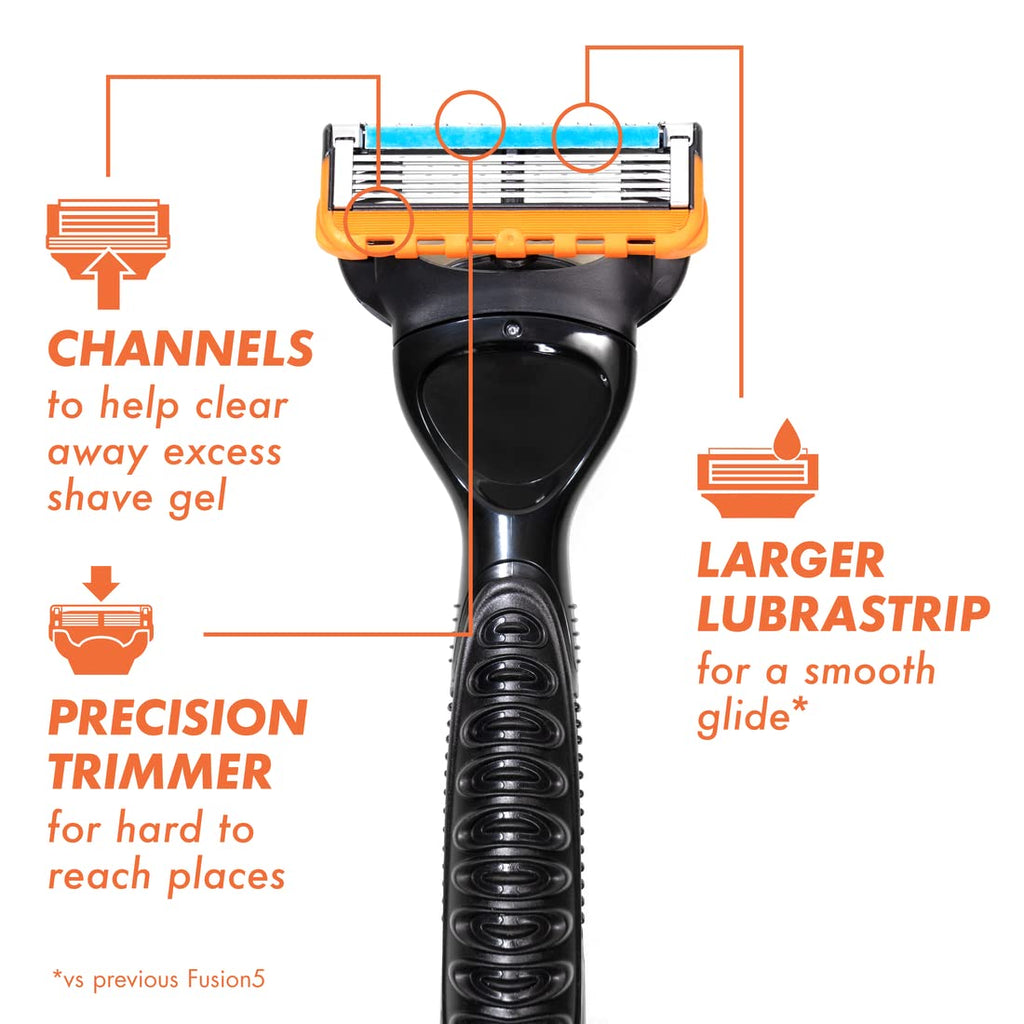 Gillette Fusion5 Razor Refills for Men, 12ct Cartridges, Lubrication Strip, Precision Trimmer for Men, 5-Bladed Refill Blades for Close Shave