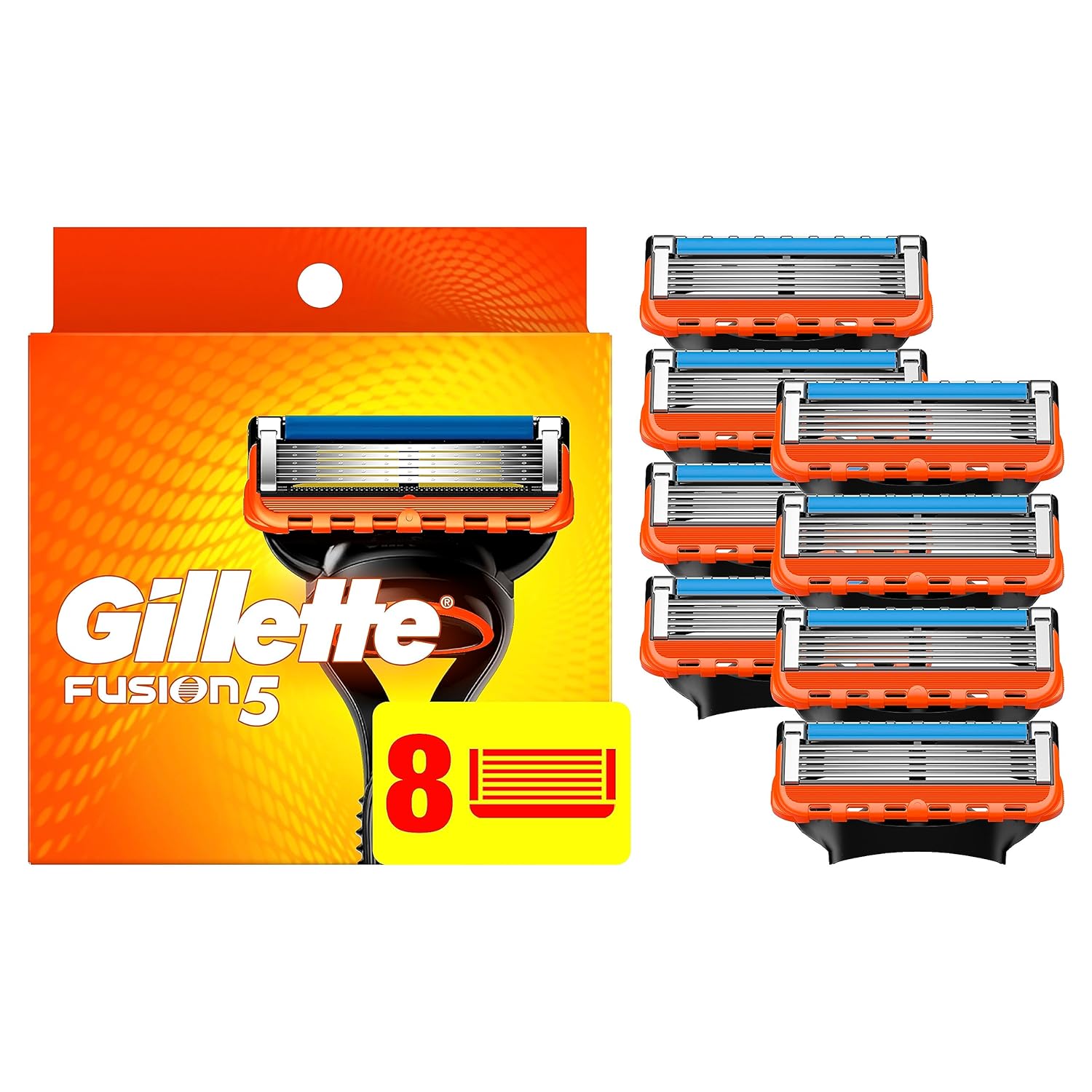 Gillette Fusion5 Razor Refills for Men, 12ct Cartridges, Lubrication Strip, Precision Trimmer for Men, 5-Bladed Refill Blades for Close Shave